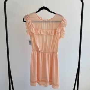 Aritzia Peach Ruffle Dress